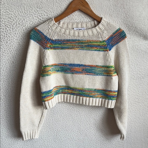 Redone‎ Sweater Womens Medium Cropped Raglan Striped - Picture 1 of 8